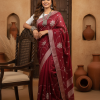 Cotton Blend Beautiful Thread Work Saree