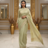 Soft and Light Weight Pure Linen with Zari Woven Saree .