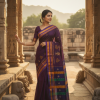 Ilkal Handloom Half Silk with Kasuti Work Saree.